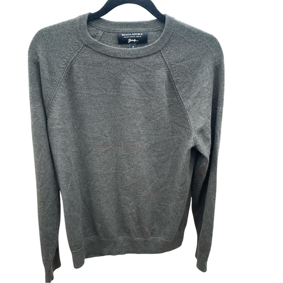 Banana Republic Men's Charcoal Merino Wool Crewneck Sweater, Italian Made, M - Picture 3 of 7